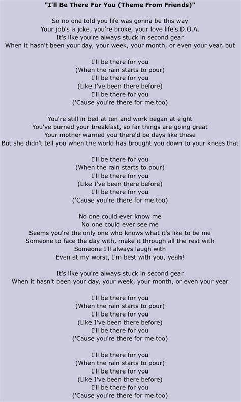 friends song i ll be there for you lyrics